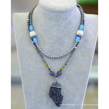 Мода природный камень гематит ожерелье ювелирные изделия